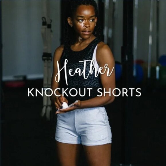 NWT Zyia Light Gray Heather Knockout Shorts Size Medium - Picture 1 of 8